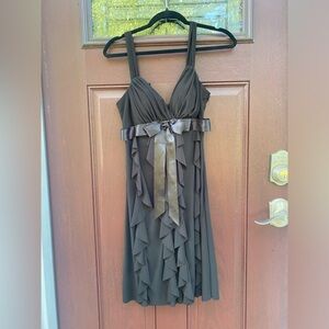 Vintage 1990s Black Ruffle Mini Dress with Bow